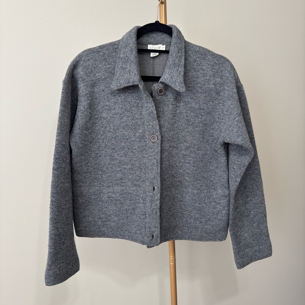 J.crew Grey Wool Boxy Cardigan Jacket, small